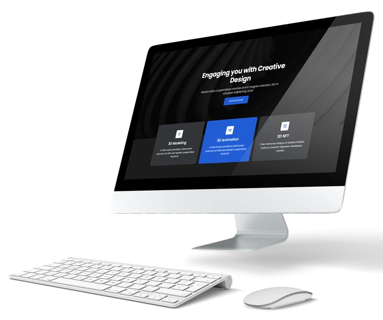 Computadora moderna con diseño web en pantalla negra